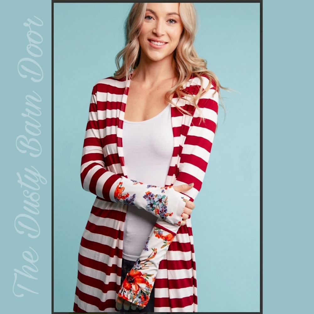 🆕️ Striped Floral Cardigan - Picture 4 of 7
